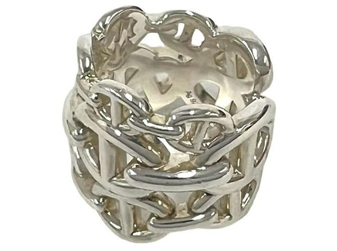 Ring Anello Hermès Enchainée GM Argento - vista 4
