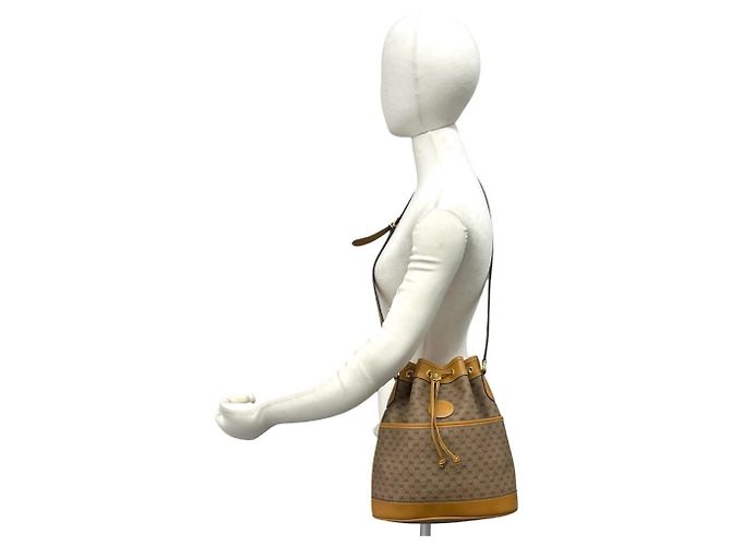 Gucci Vintage Micro GG Pattern Drawstring Shoulder Bag Brown - view 2