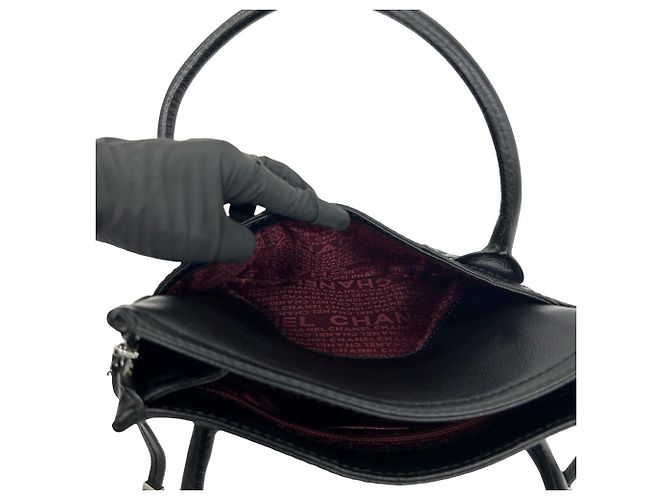 Borsa Chanel in pelle di vitello martellata nera Nero - vista 10
