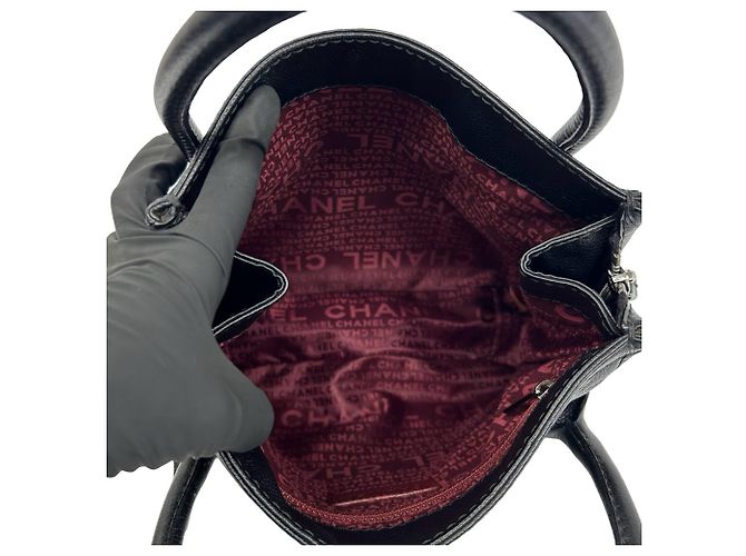 Borsa Chanel in pelle di vitello martellata nera Nero - vista 9