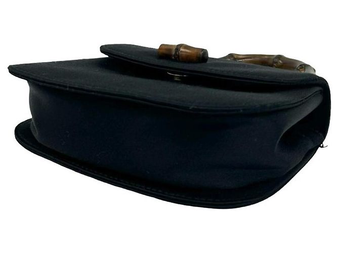 GUCCI Vintage Bamboo Satin 2-Way Handbag Black - view 8
