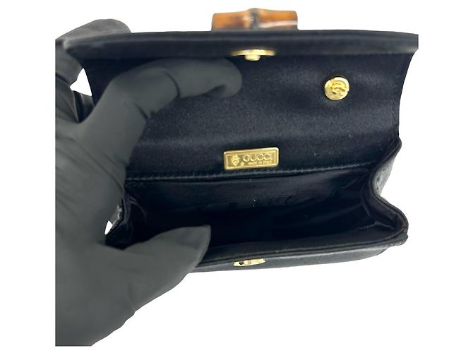 GUCCI Vintage Bamboo Satin 2-Way Handbag Black - view 9