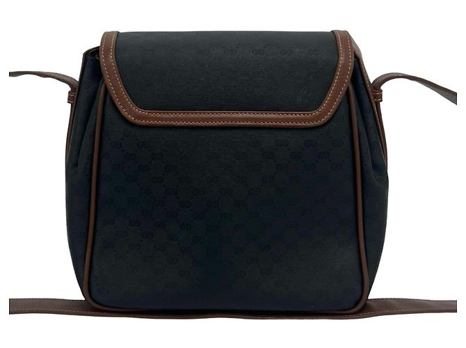 Gucci Vintage Micro GG Muster Leder Schultertasche Braun Schwarz - Ansicht 3