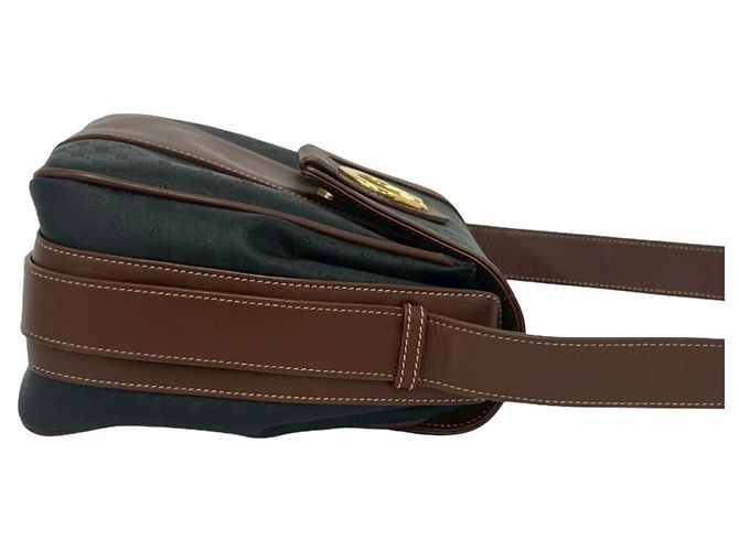 Gucci Vintage Micro GG Muster Leder Schultertasche Braun Schwarz - Ansicht 6