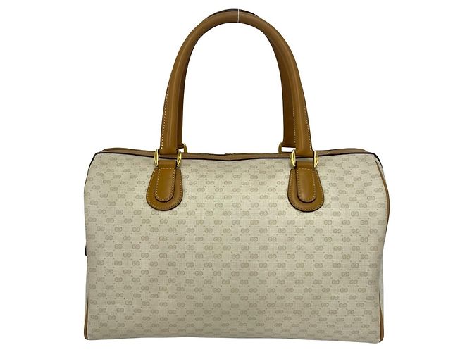 Gucci Vintage Micro GG Logo Pattern Boston Bag Beige - Ansicht 3