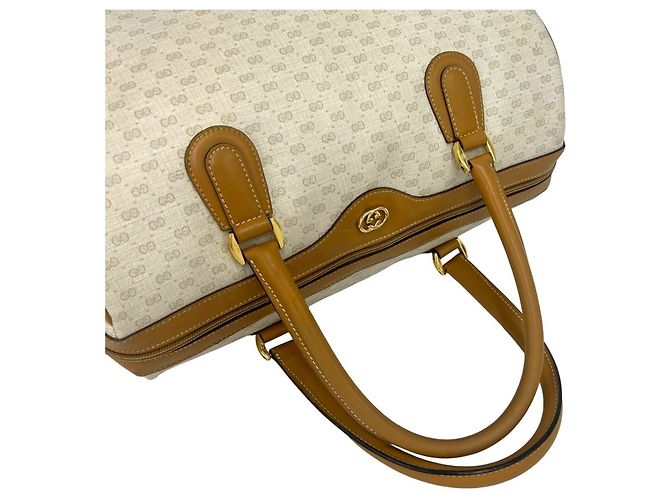 Gucci Vintage Micro GG Logo Pattern Boston Bag Beige - Ansicht 4