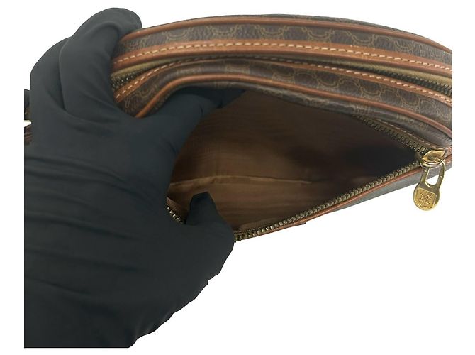 Céline Celine Vintage Macadam Blazon Triomphe Mini Shoulder Bag Brown - view 10
