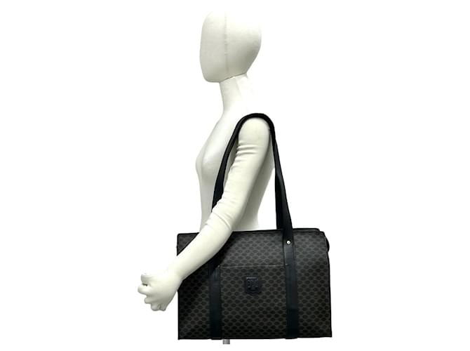 Céline Borsa Tote CELINE Vintage Macadam Blazon Triomphe Pattern Marrone Nero - vista 2