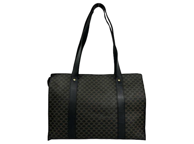 Céline Borsa Tote CELINE Vintage Macadam Blazon Triomphe Pattern Marrone Nero - vista 3