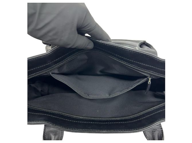 Gucci GG Pattern Schwarze Canvas-Leder-Handtasche Tote - Ansicht 10