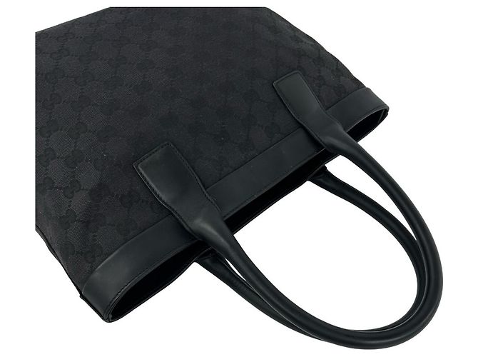 Gucci GG Pattern Schwarze Canvas-Leder-Handtasche Tote - Ansicht 4