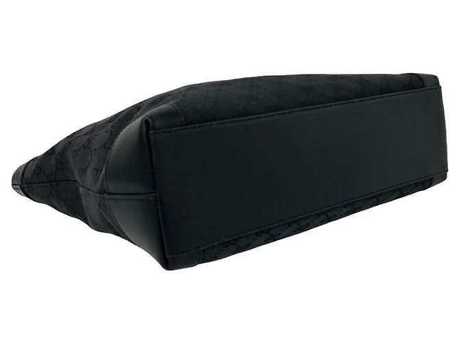 Gucci GG Pattern Schwarze Canvas-Leder-Handtasche Tote - Ansicht 7