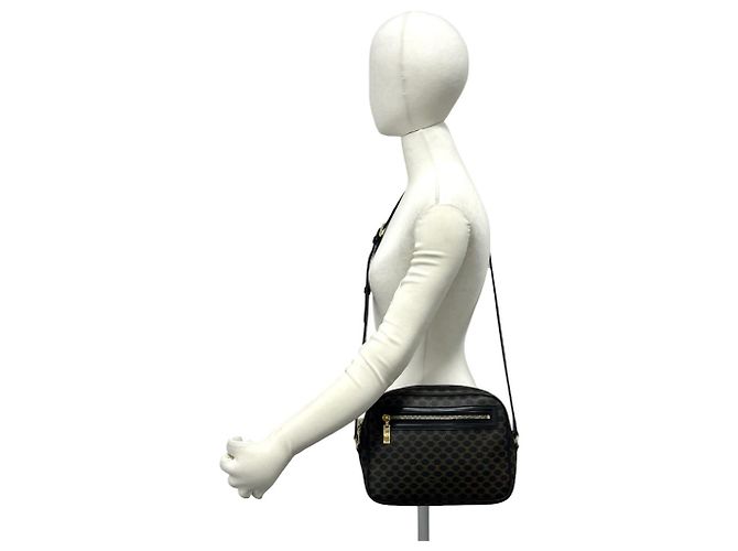 Triomphe Céline CELINE Vintage Macadam Blazon Schultertasche Braun Schwarz - Ansicht 2