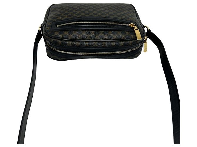 Triomphe Céline CELINE Vintage Macadam Blazon Schultertasche Braun Schwarz - Ansicht 4