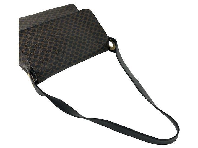 Céline Celine Vintage Macadam Blazon Triomphe Schultertasche Braun Schwarz - Ansicht 4