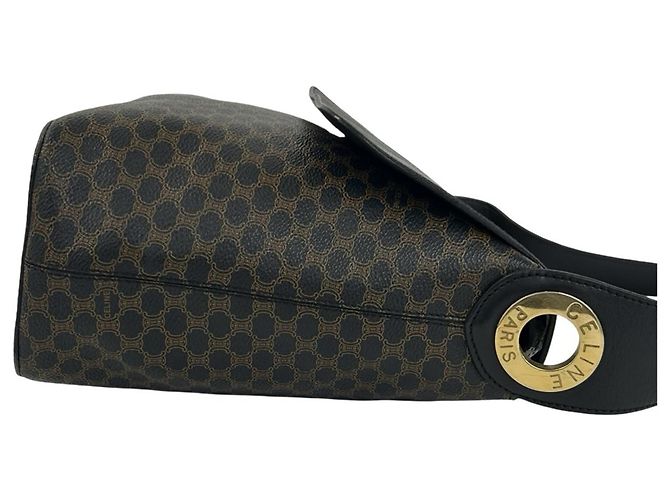 Céline Celine Vintage Macadam Blazon Triomphe Schultertasche Braun Schwarz - Ansicht 6