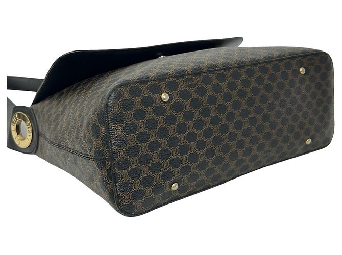 Céline Celine Vintage Macadam Blazon Triomphe Schultertasche Braun Schwarz - Ansicht 7