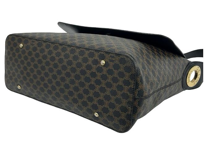 Céline Celine Vintage Macadam Blazon Triomphe Schultertasche Braun Schwarz - Ansicht 8