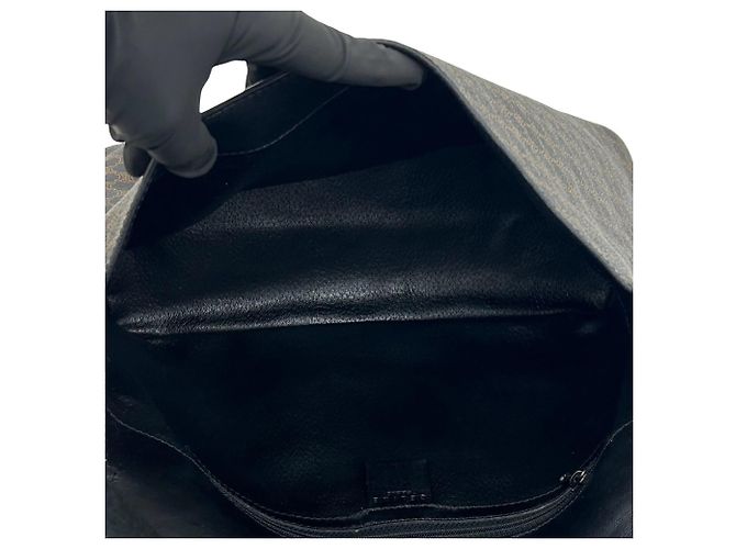 Céline Celine Vintage Macadam Blazon Triomphe Schultertasche Braun Schwarz - Ansicht 9