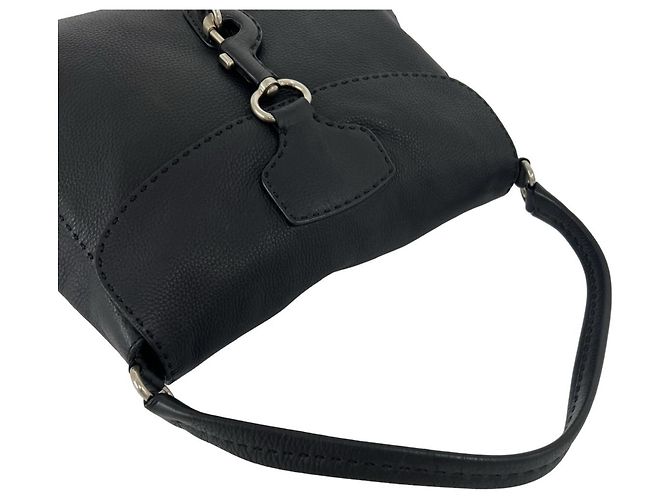 Tote Prada Triangle Logo Hardware Leather One-Shoulder Bag Black - view 4