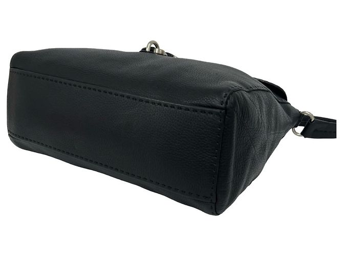 Tote Prada Triangle Logo Hardware Leather One-Shoulder Bag Black - view 8