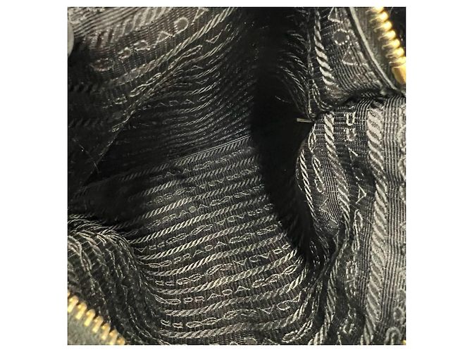 Borsa a spalla semi Prada Nylon Tessuto e pelle con smalto Nero - vista 10
