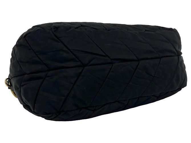 Borsa a spalla semi Prada Nylon Tessuto e pelle con smalto Nero - vista 7