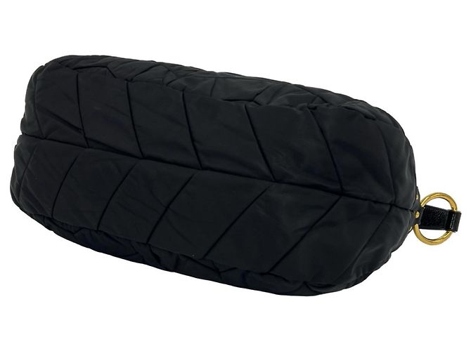 Borsa a spalla semi Prada Nylon Tessuto e pelle con smalto Nero - vista 8