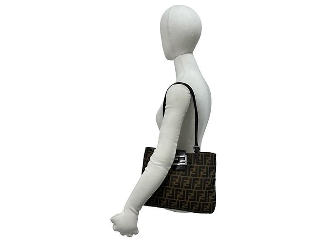 Sac cabas Fendi Vintage Zucca Motif FF Marron Noir - vue 2