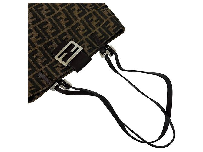 Sac cabas Fendi Vintage Zucca Motif FF Marron Noir - vue 4