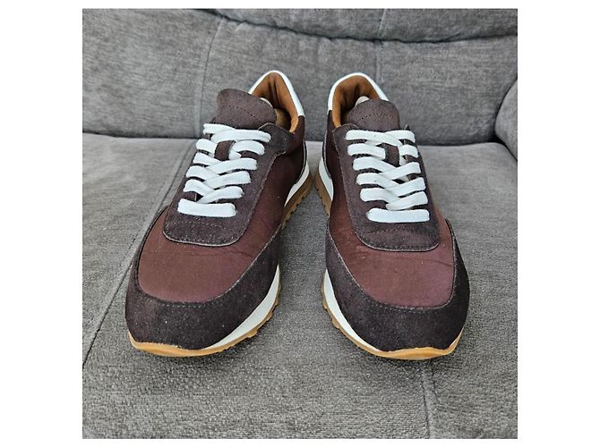 Sneakers The Row in scamosciato e tessuto marrone - vista 3