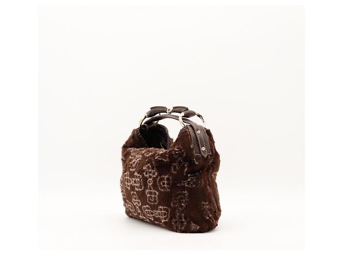 Borsa Hobo Gucci Monogram in pelliccia Marrone - vista 2