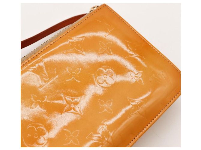 Louis Vuitton Monogram Vernis Pochette Cosmetic Pouch Arancione - vista 7