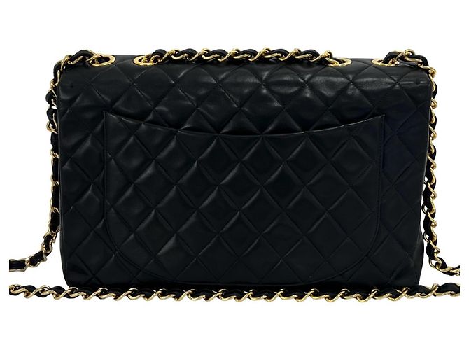 Chanel Vintage Large Matelassé Lammfell Schultertasche Schwarz - Ansicht 3