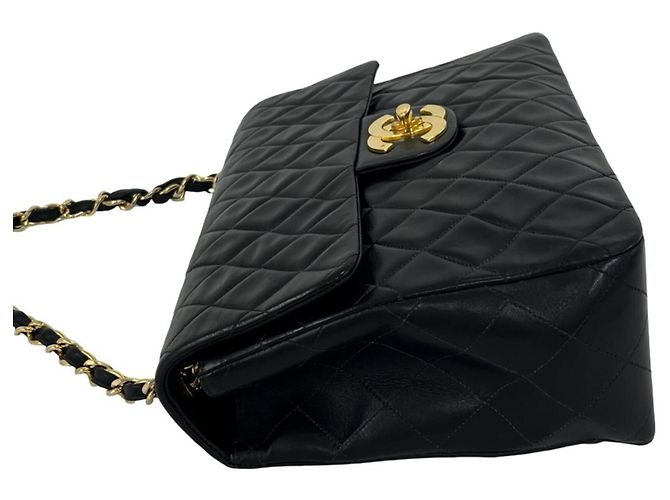 Chanel Vintage Large Matelassé Lammfell Schultertasche Schwarz - Ansicht 5