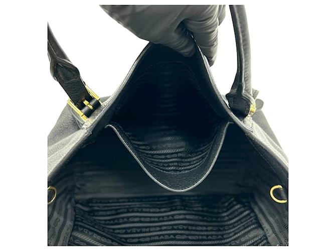 Prada Logo Hardware Leder Mini Tote Bag Schwarz - Ansicht 10