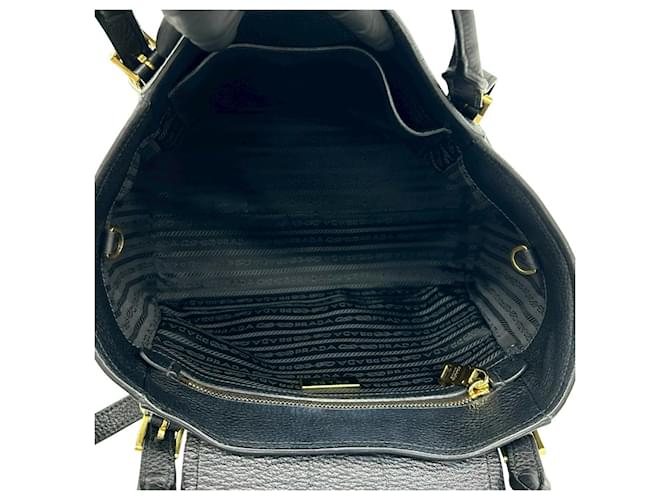 Prada Logo Hardware Leder Mini Tote Bag Schwarz - Ansicht 9