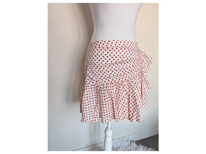 Claudie Pierlot Minifalda con estampado floral blanco y rojo Roja - vista 2