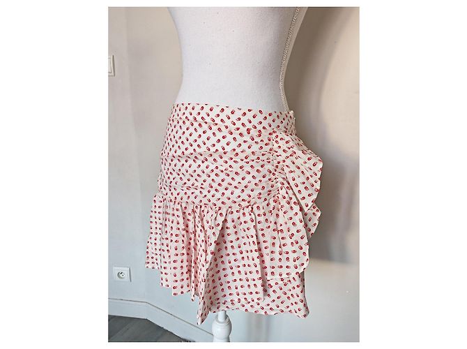 Claudie Pierlot Minifalda con estampado floral blanco y rojo Roja - vista 3