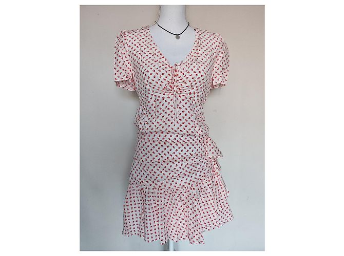 Claudie Pierlot Minifalda con estampado floral blanco y rojo Roja - vista 6