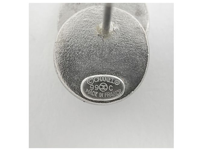 Pendientes de botón Chanel plata - vista 4