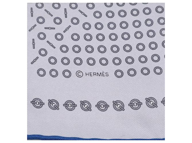 Hermès Sciarpa in seta Hermes Larguez les Amarres Marrone Blu navy - vista 4