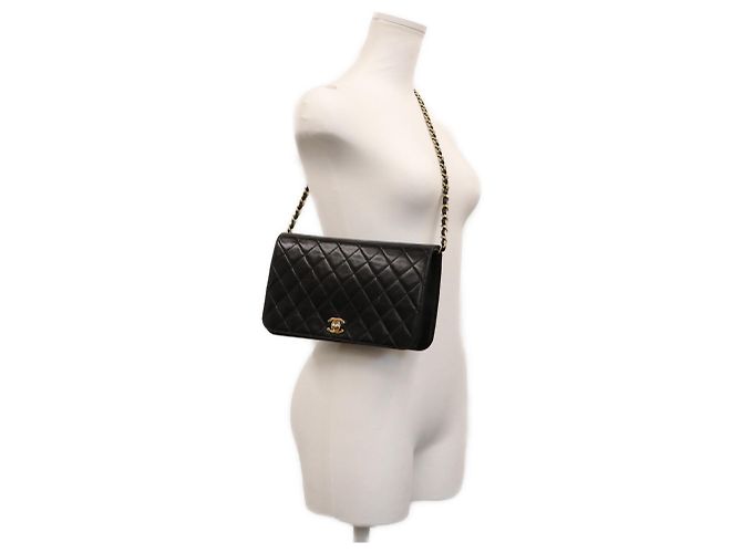 Borsa a Spalla Chanel Lambskin Full Flap Turnlock Matelassé 23 Nero - vista 14