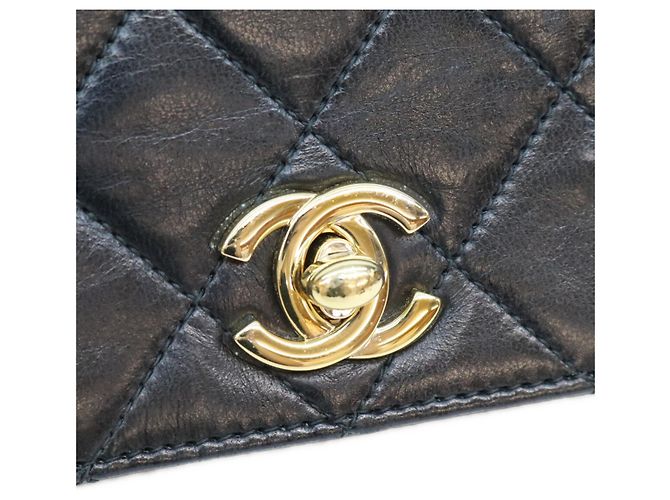 Borsa a Spalla Chanel Lambskin Full Flap Turnlock Matelassé 23 Nero - vista 6