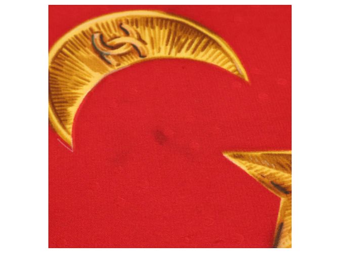 Chanel Vintage Coco Mark Seidentuch Rot Golden - Ansicht 5