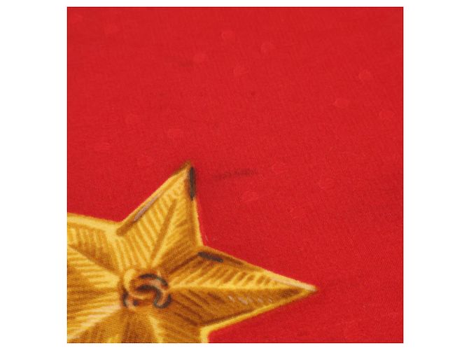 Chanel Vintage Coco Mark Seidentuch Rot Golden - Ansicht 6