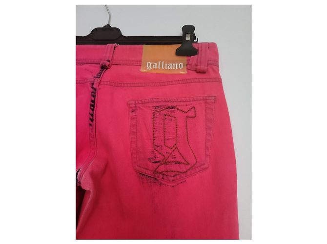 John Galliano Vaqueros slim fucsia lavados Rosa - vista 2
