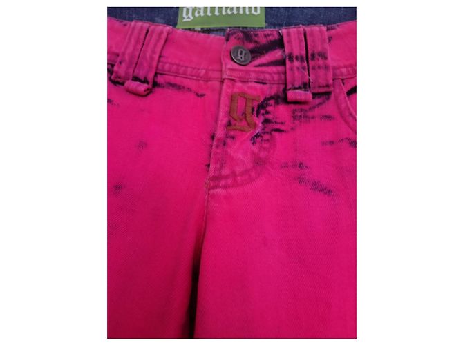 John Galliano Vaqueros slim fucsia lavados Rosa - vista 3