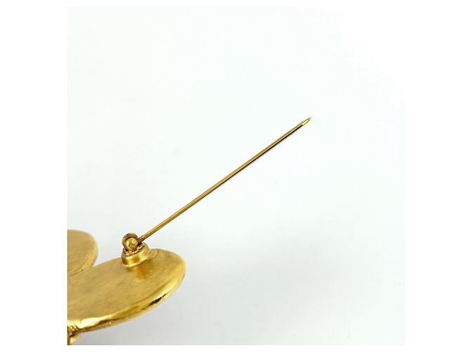 Chanel Coco Mark Brosche mit farbigem Stein Golden - view 3