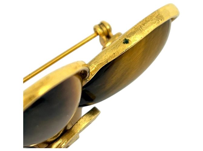 Chanel Coco Mark Brosche mit farbigem Stein Golden - view 5